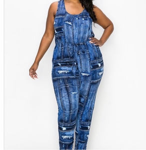 Denim Look Jumpsuit