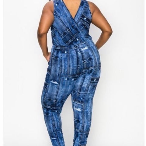 Denim Look Jumpsuit