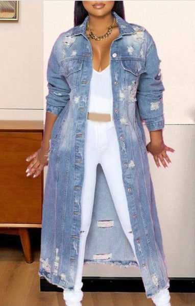 Baggy Trench Style Jean Jacket